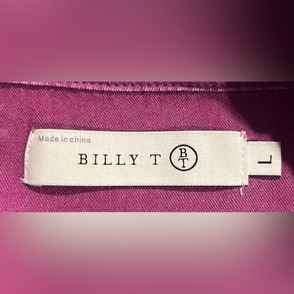 Billy T fuchsia color tiered drop waist button down shirt dress size L - Picture 6 of 8